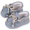 BabyWalker Βαπτιστικά παπούτσια Καστόρινο δετό loafer Σιέλ MI.1116